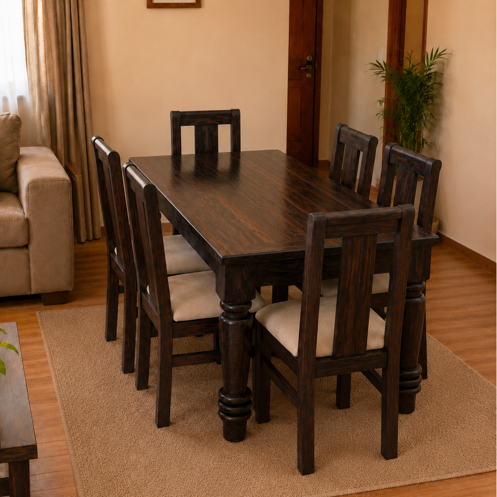 Comedor Pata Redonda 6 Sillas - Chocolate